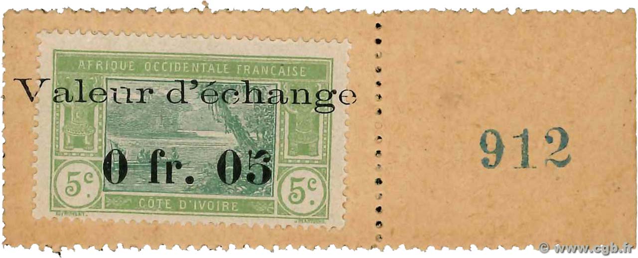 5 Centimes COTE D IVOIRE  1920 P.04 NEUF