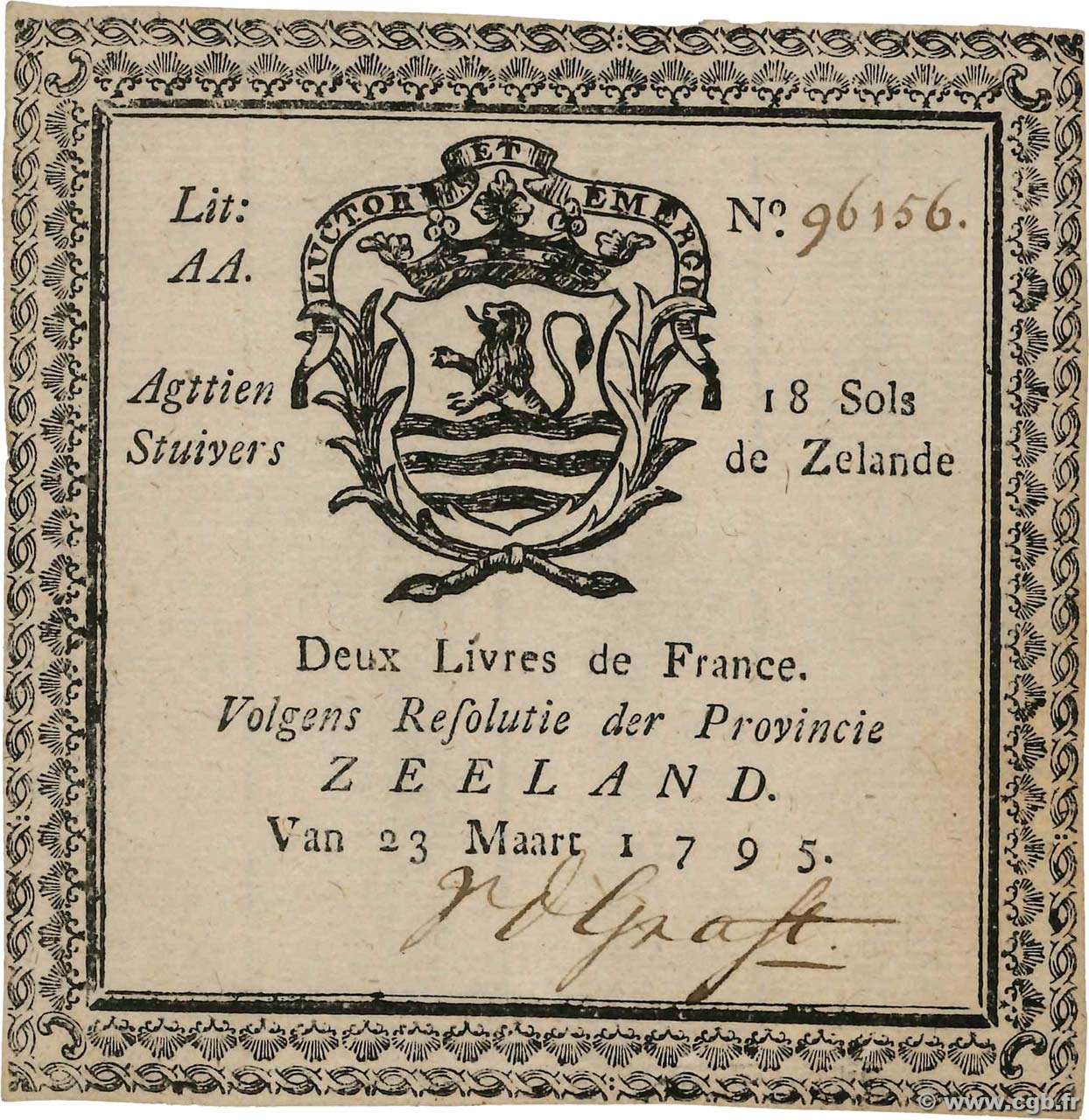 2 Livres - 18 sols NETHERLANDS  1795 P.B98 AU-