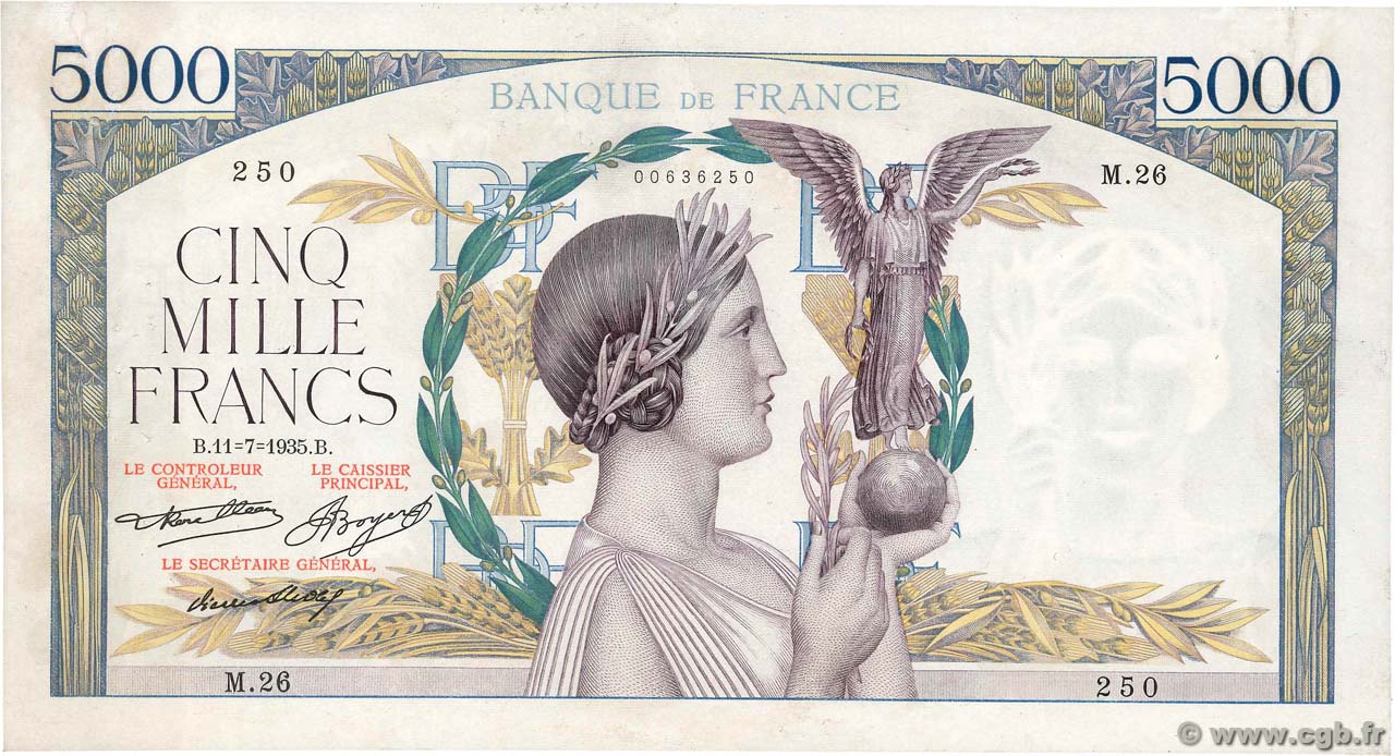 5000 Francs VICTOIRE FRANKREICH  1935 F.44.03 fSS