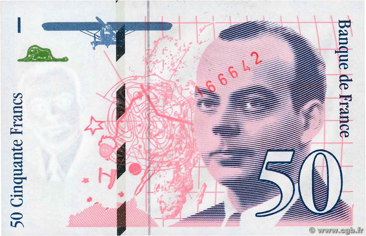 50 Francs SAINT-EXUPÉRY Sans couleurs Fauté FRANKREICH  1992 F.72f5.01 ST