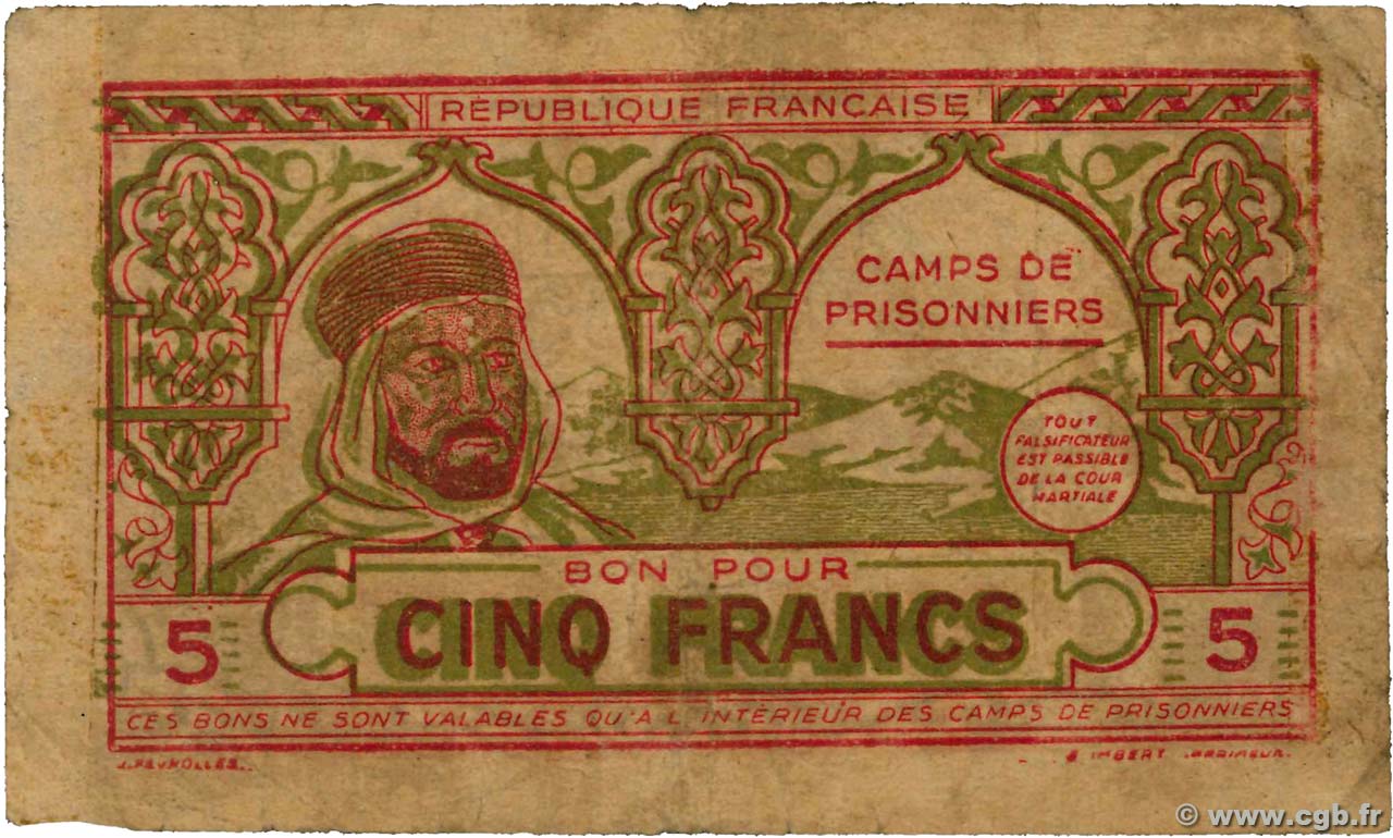 5 Francs ALGERIA  1943 K.394 MB