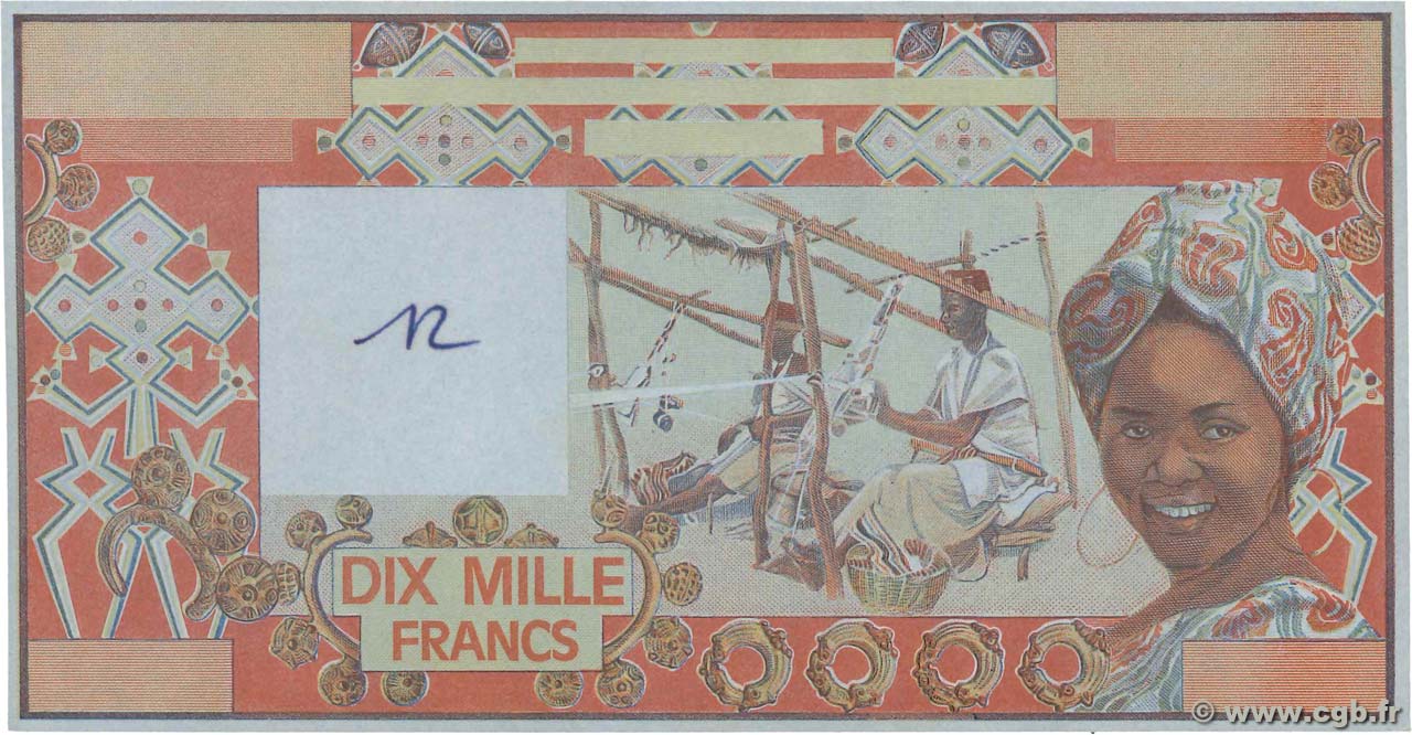 10000 Francs Épreuve ÉTATS DE L AFRIQUE DE L OUEST  1977 P.109Ap NEUF