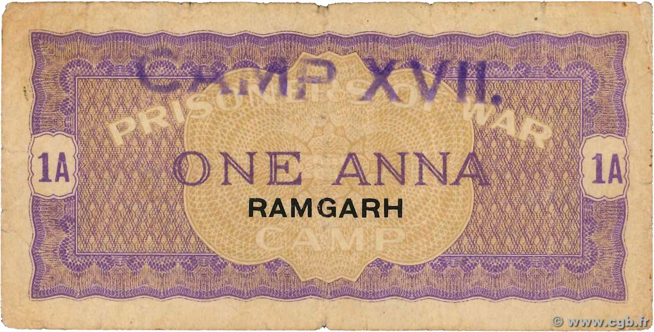 1 Anna INDIA Ramgarh 1941 WWII.5291 F-