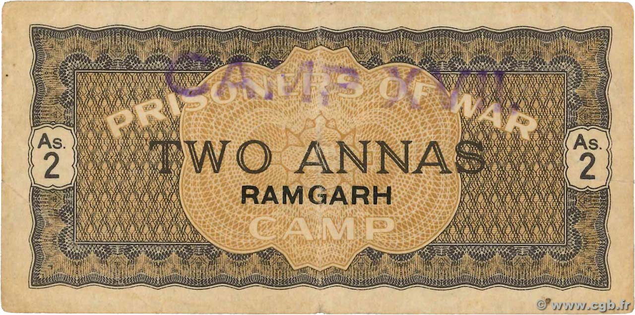 2 Annas INDIA
 Ramgarh 1941 WWII.5292 BC+