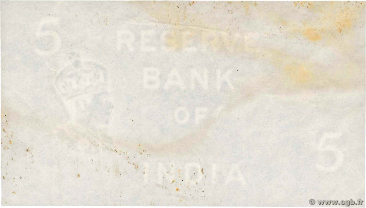 5 Rupees Épreuve INDIA  1937 P.018 VF