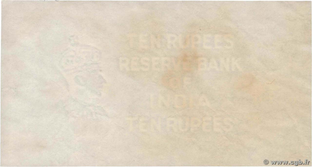 10Rupees Épreuve INDIA  1937 P.019 VF