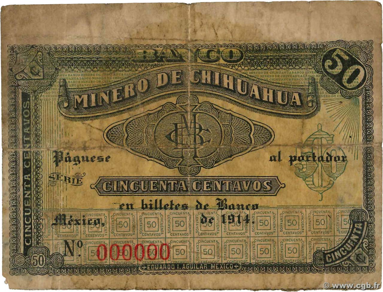 50 Centavos Spécimen MEXICO  1914 PS.183s BC