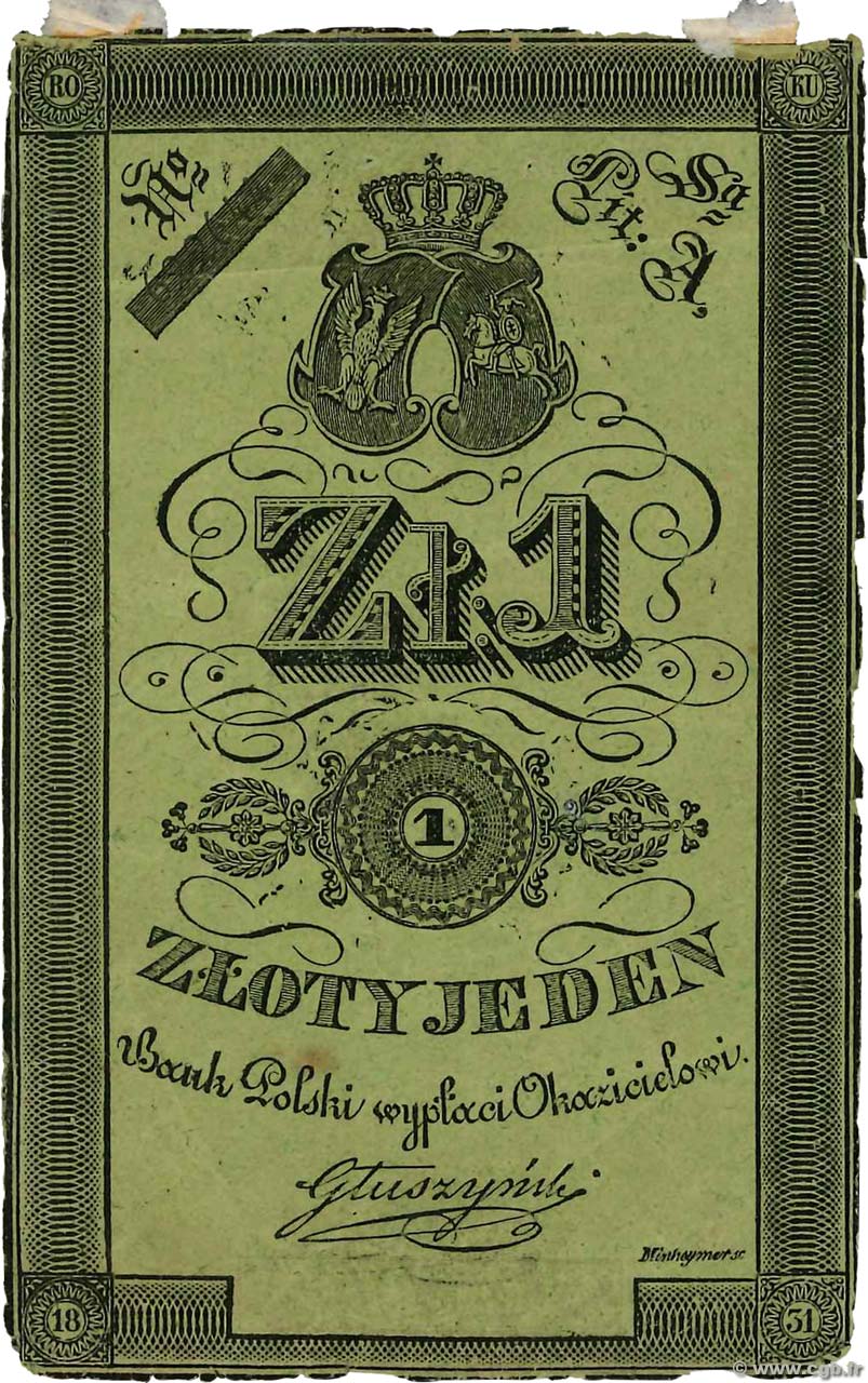 1 Zloty POLONIA  1831 P.A22 q.MB