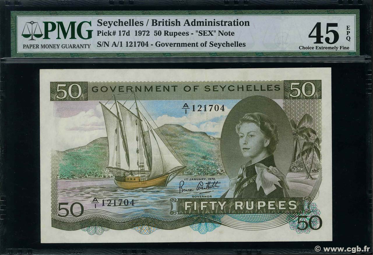 50 Rupees SEYCHELLES  1972 P.17d SPL