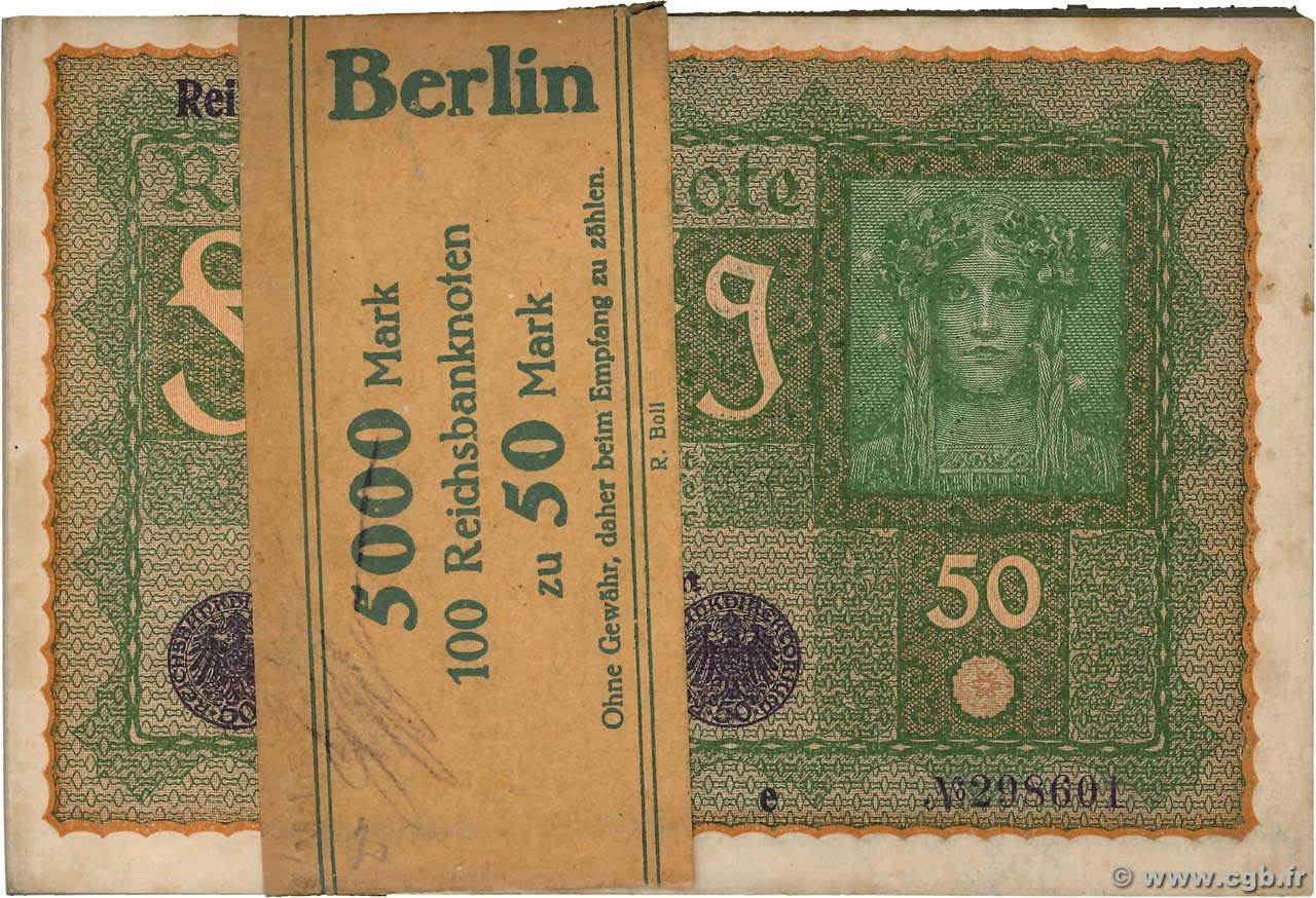 50 Mark Consécutifs GERMANIA  1919 P.066 FDC