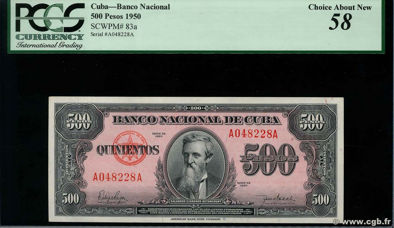 500 Pesos KUBA  1950 P.083 fST