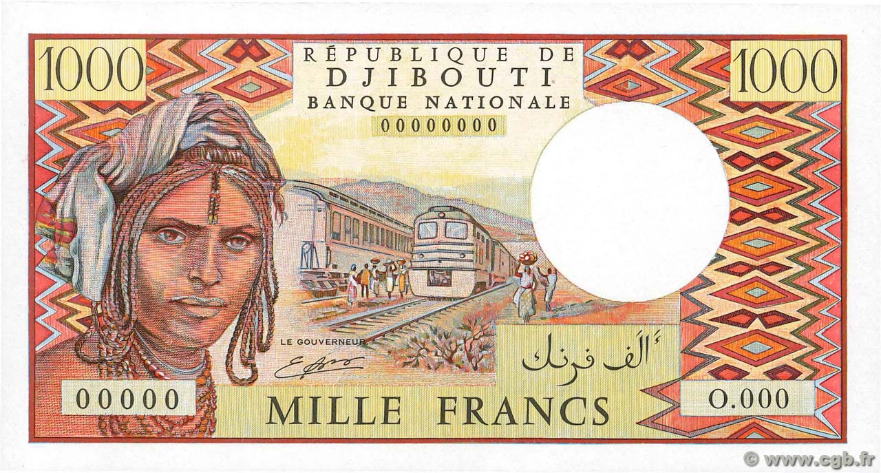 1000 Francs Épreuve DJIBOUTI  1979 P.37sp NEUF
