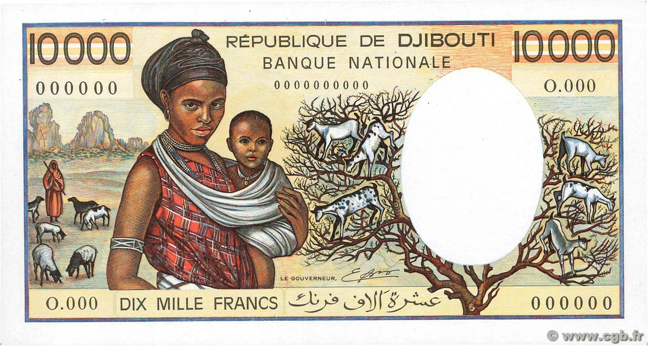 10000 Francs Épreuve DSCHIBUTI   1979 P.39sp ST