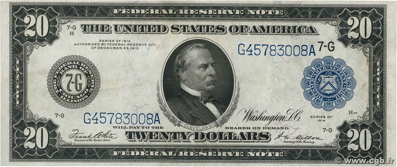 20 Dollars VEREINIGTE STAATEN VON AMERIKA Chicago 1914 P.361b VZ+