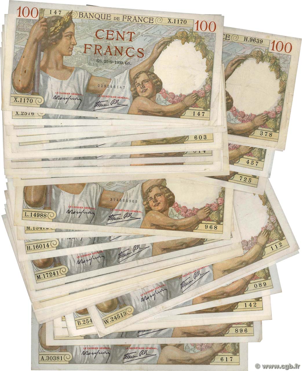 100 Francs SULLY Lot FRANCIA  1939 F.26.lot MBC