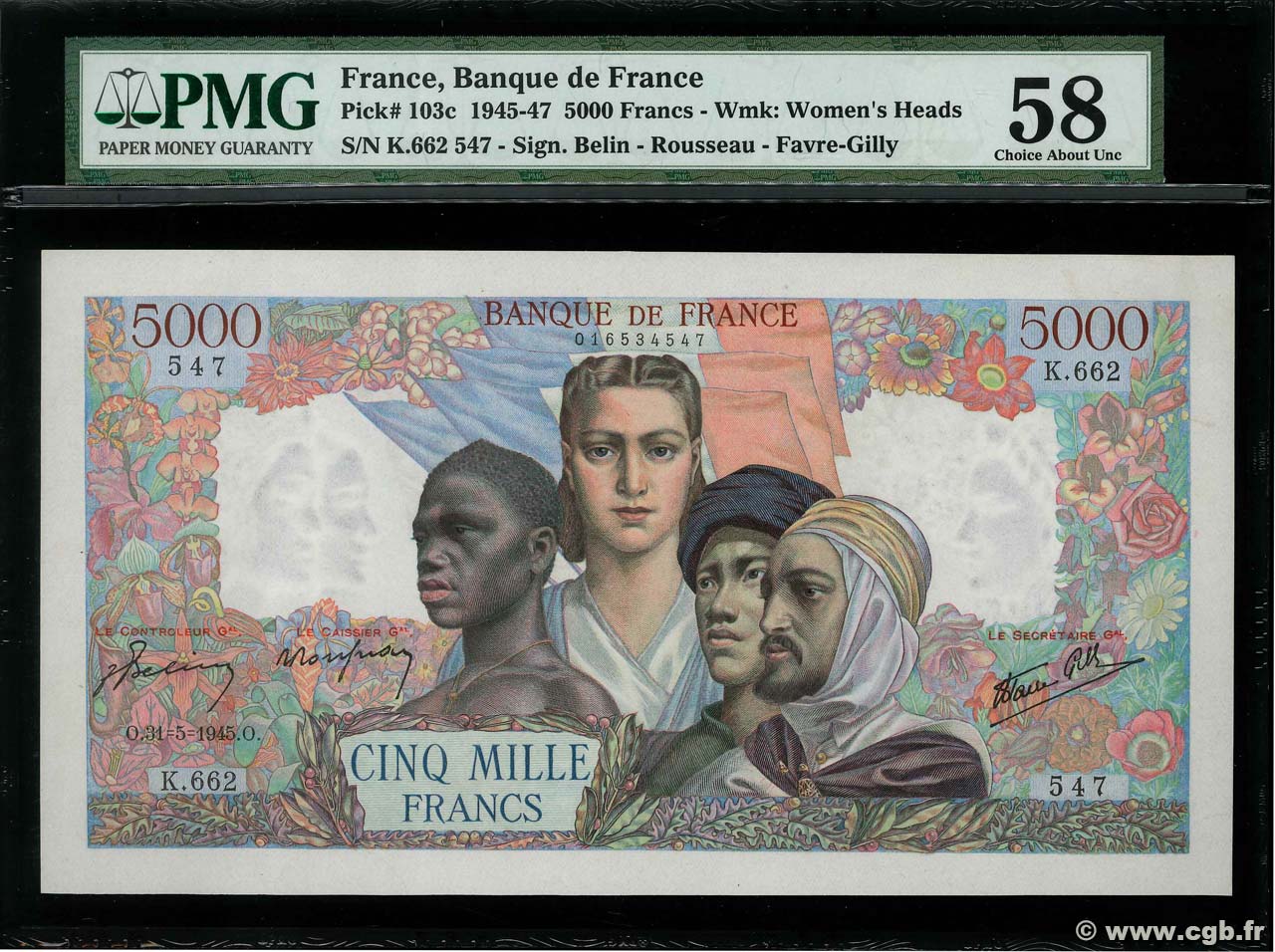 5000 Francs EMPIRE FRANÇAIS FRANCIA  1945 F.47.28 SPL+