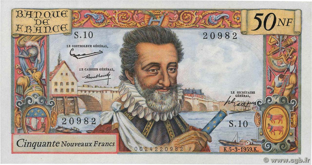 50 Nouveaux Francs HENRI IV FRANCE  1959 F.58.01 SUP