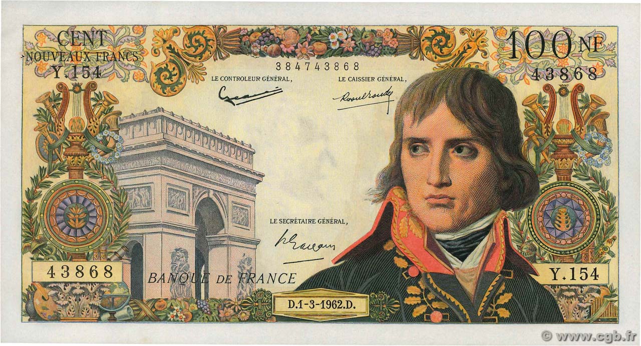 100 Nouveaux Francs BONAPARTE FRANKREICH  1962 F.59.14 fST