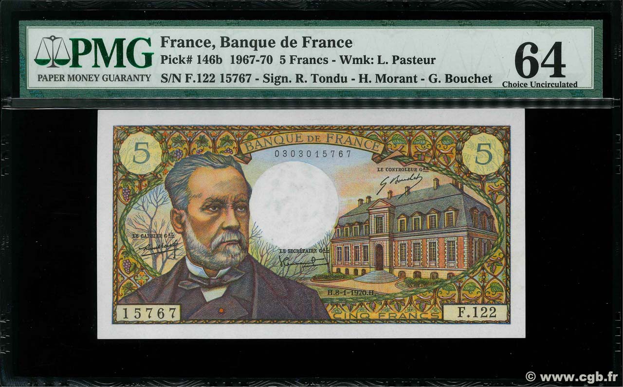 5 Francs PASTEUR FRANCE  1970 F.61.12 UNC