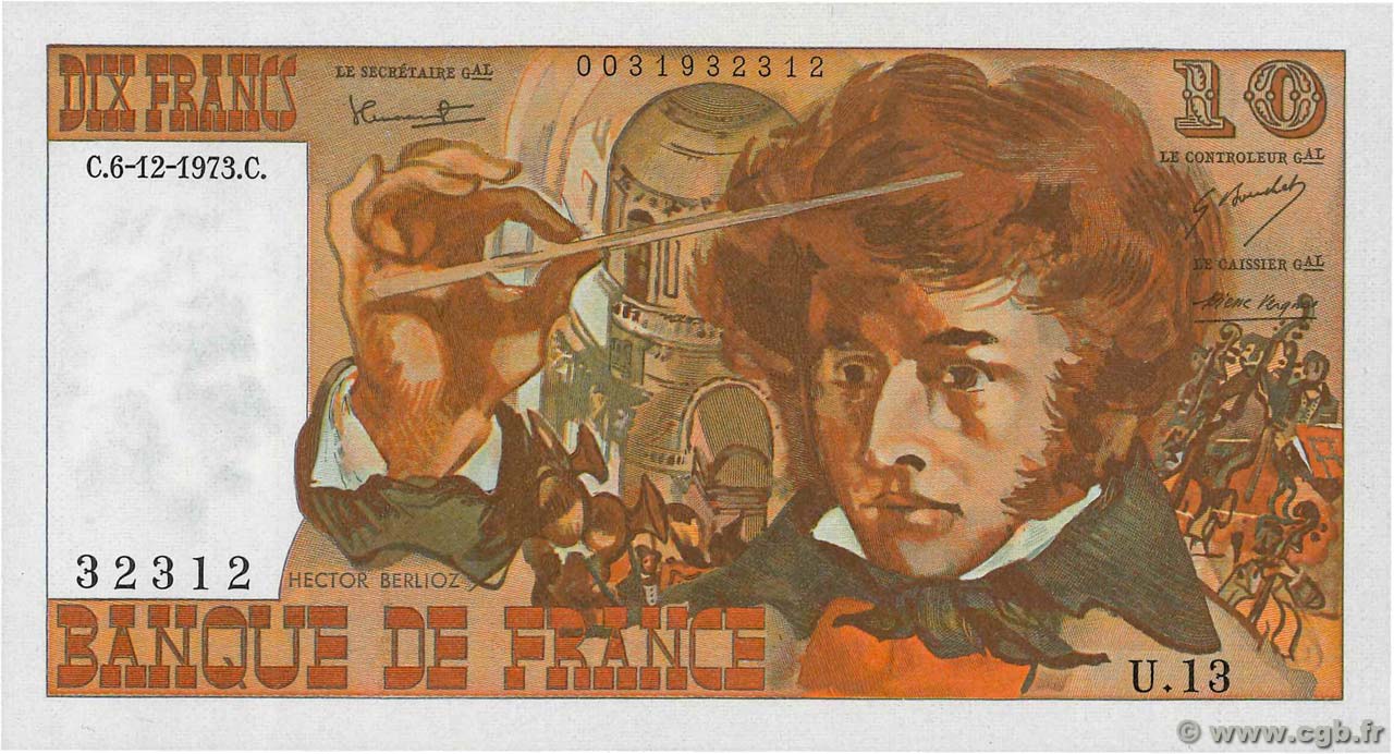 10 Francs BERLIOZ FRANCIA  1973 F.63.02 SC+