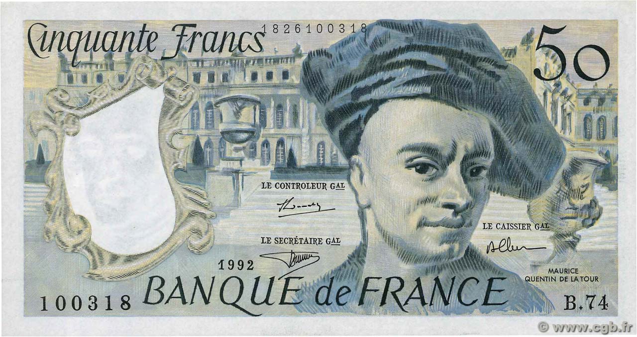 50 Francs QUENTIN DE LA TOUR FRANCE  1992 F.67.19b UNC