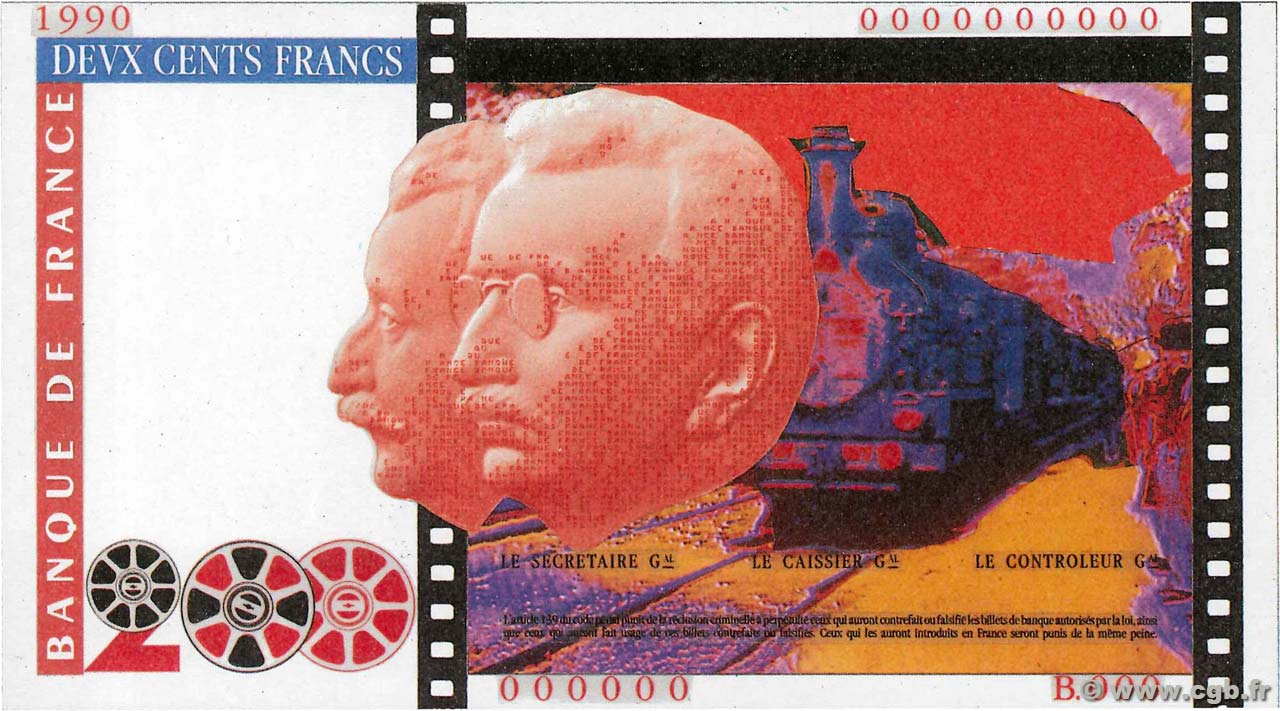 200 Francs FRÈRES LUMIÈRE Épreuve FRANKREICH  1994 NE.1988.01a ST