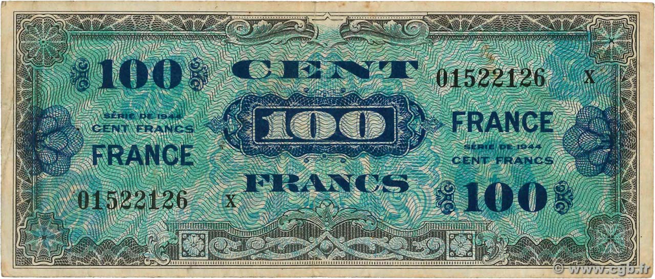 100 Francs FRANCE FRANKREICH  1945 VF.25.12 S