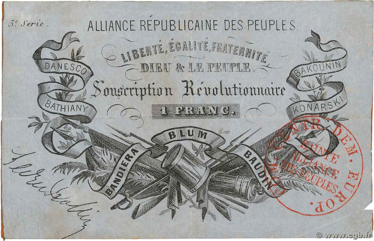 1 Franc FRANCE Regionalismus und verschiedenen  1852  SS