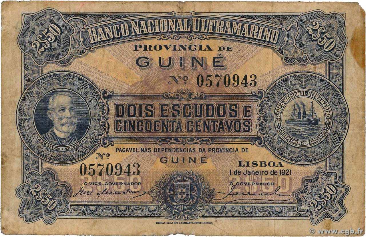 2,5 Escudos PORTUGUESE GUINEA  1921 P.013 G