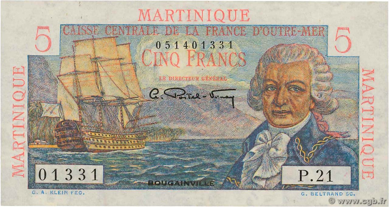 5 Francs Bougainville MARTINIQUE  1946 P.27 SPL+