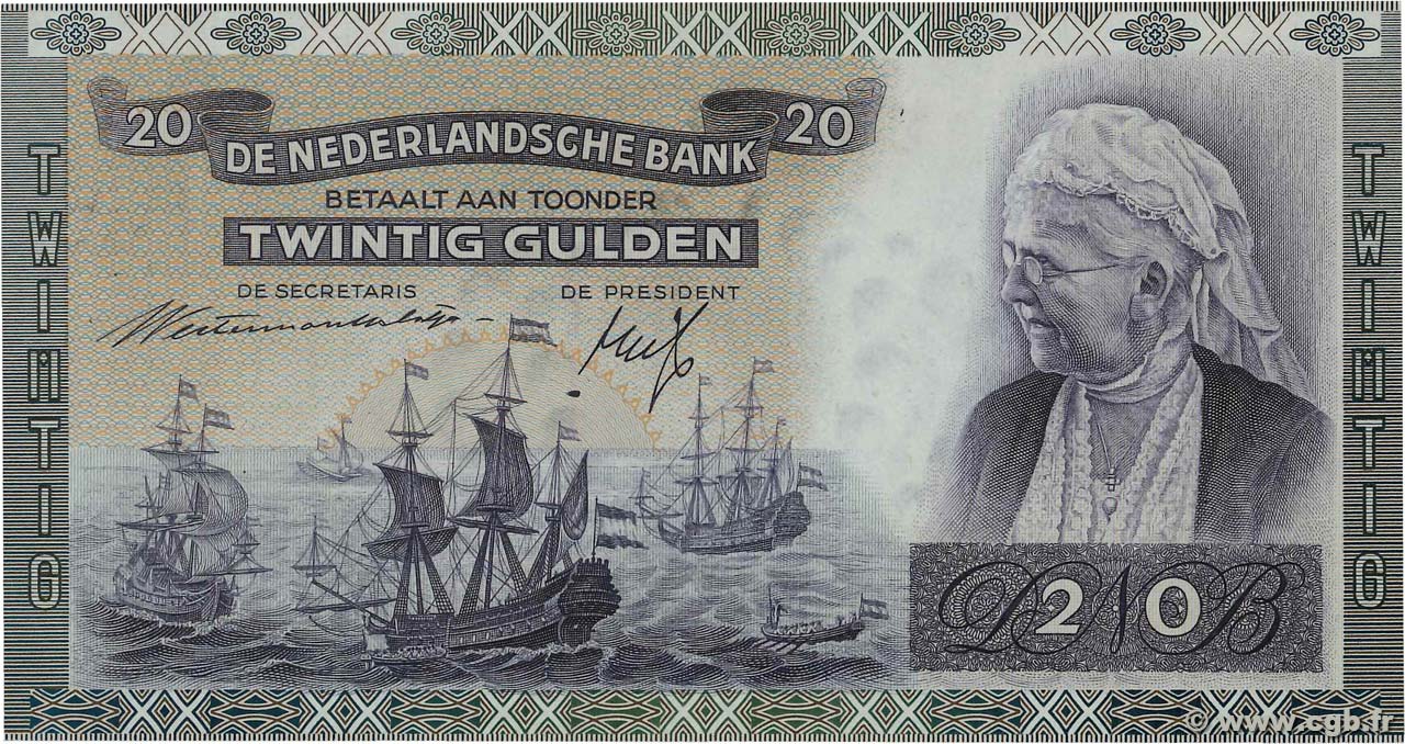 20 Gulden NIEDERLANDE  1941 P.054 fST+