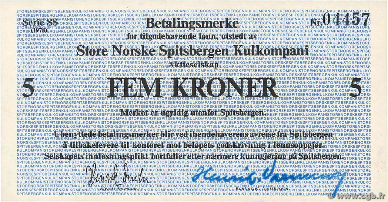 5 Kroner SPITZBERG  1978 P.-- FDC