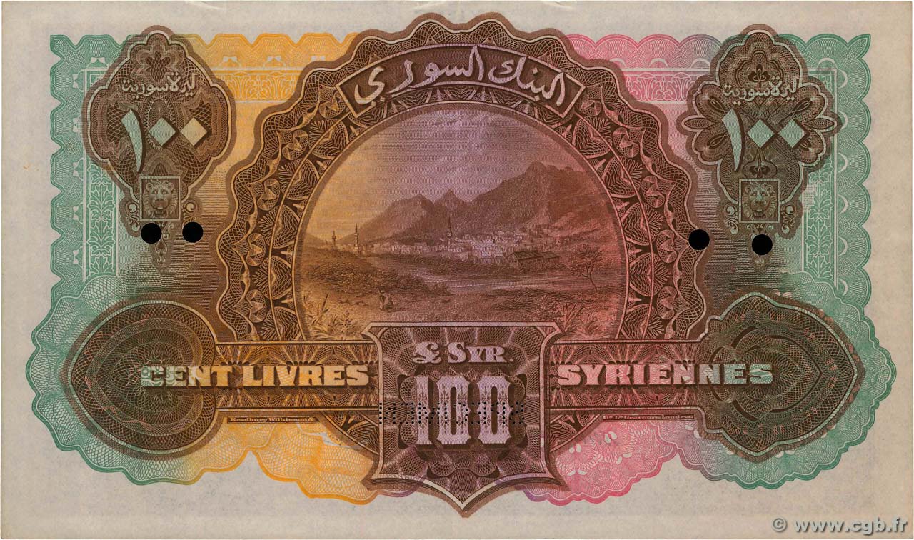 100 Livres Syriennes Spécimen SYRIE 1935 P.38s 4300418 Billets