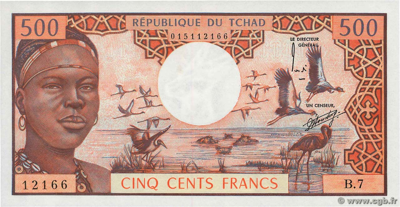 500 Francs CHAD  1974 P.02a UNC