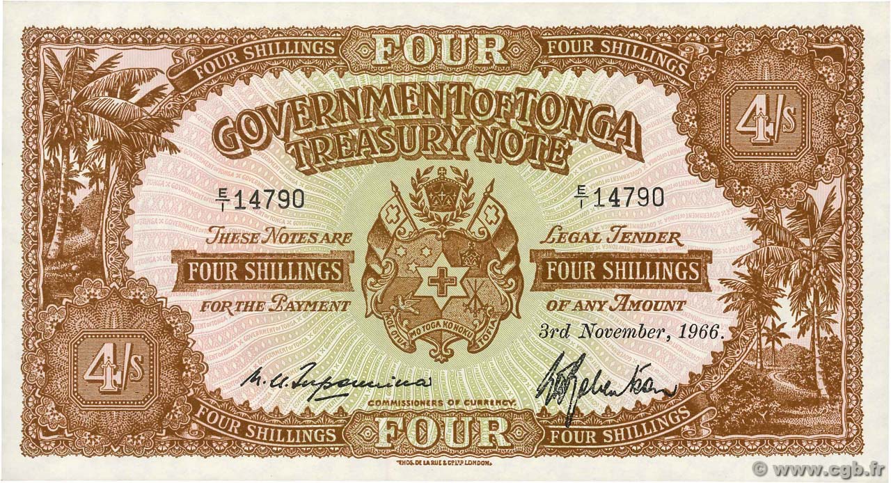 4 Shillings TONGA  1966 P.09e pr.NEUF