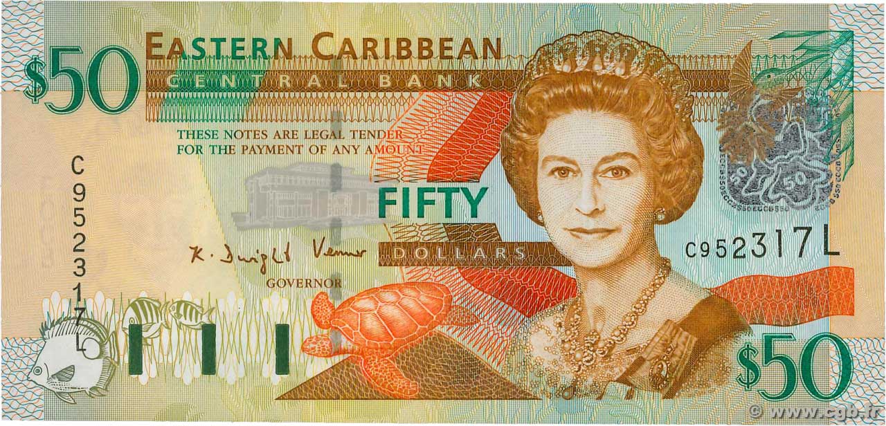 50 Dollars CARIBBEAN   2003 P.45l UNC