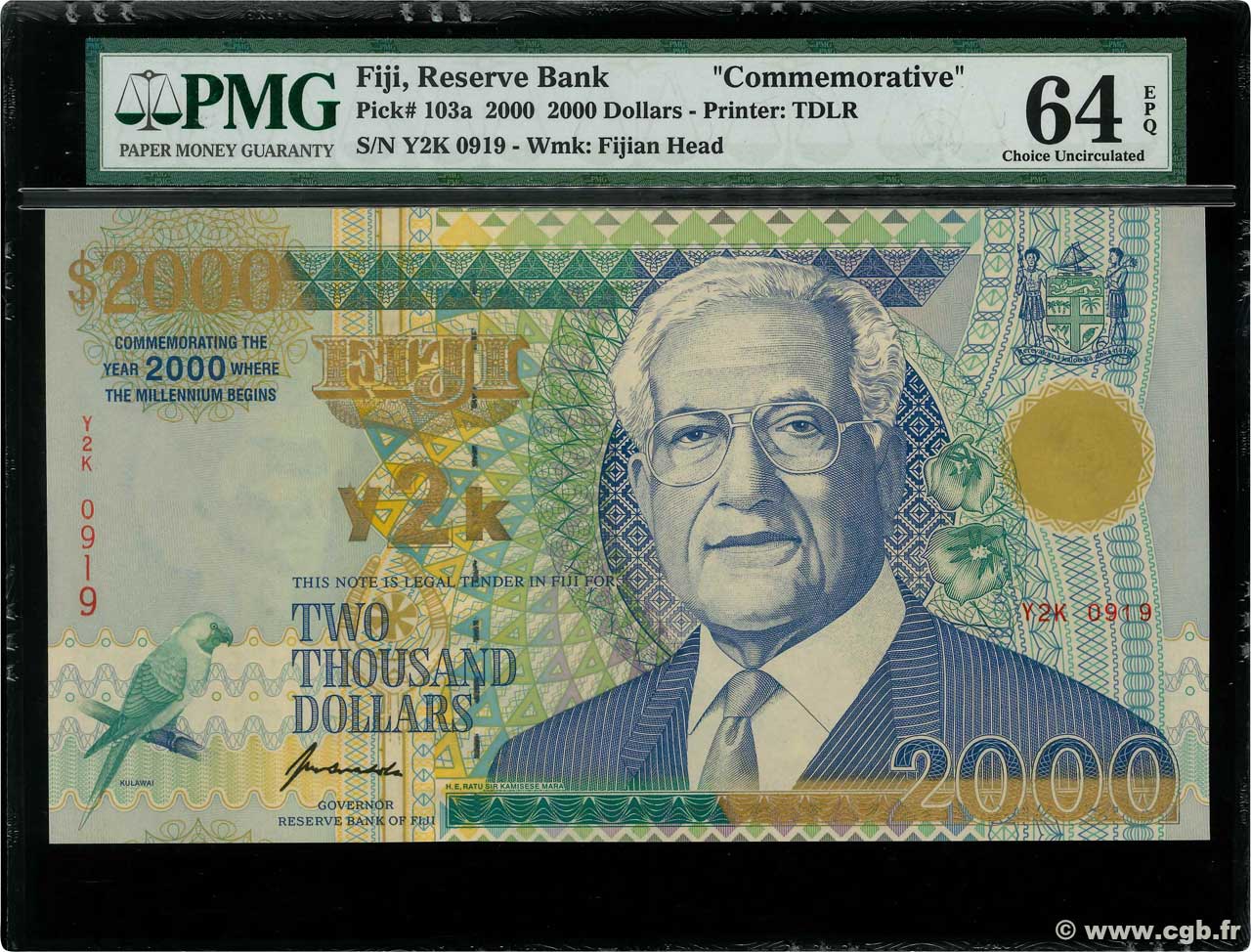 This Fiji 2000 2,000 Dollars - PMG - Paper Money Guaranty