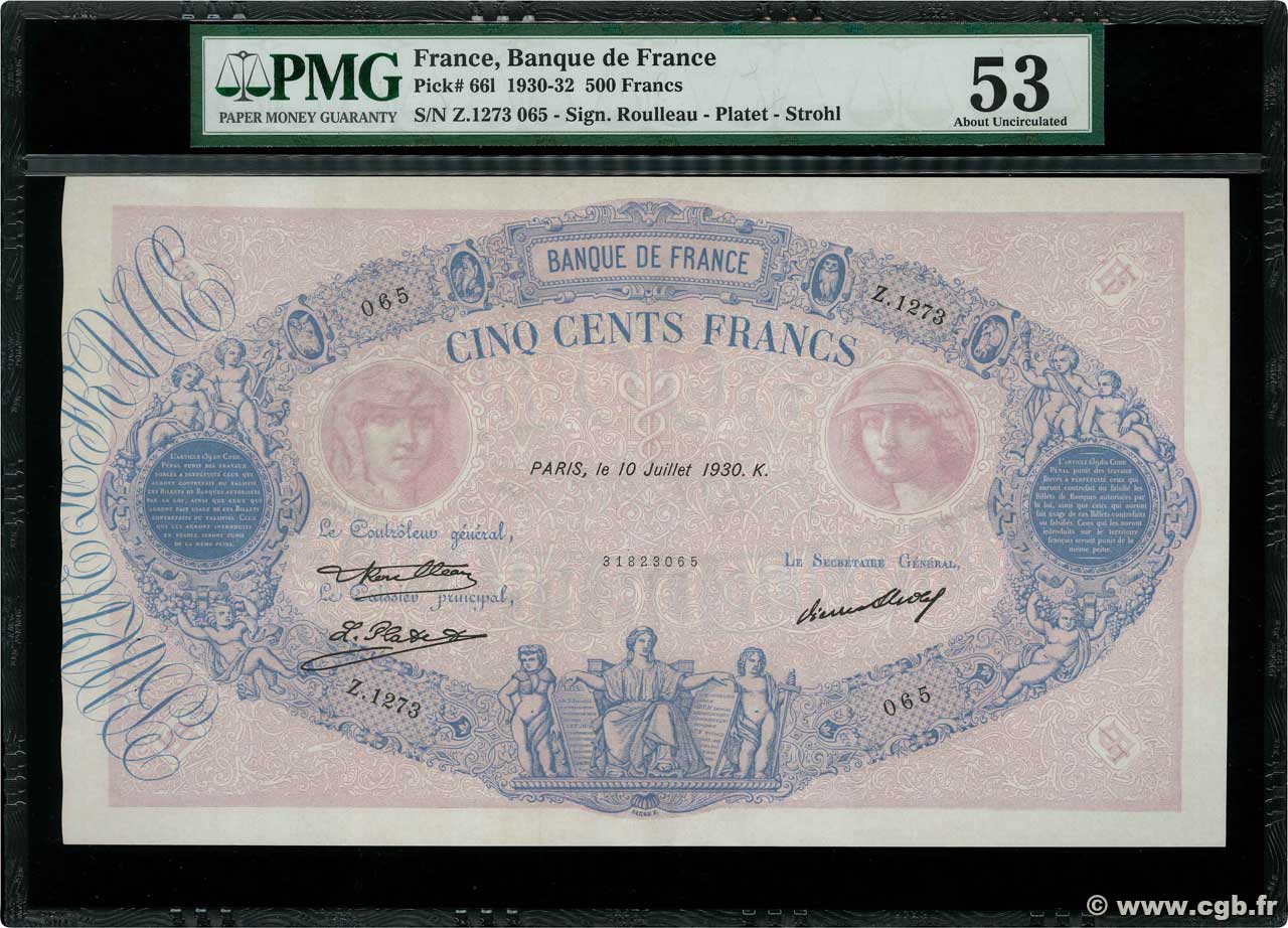 500 Francs BLEU ET ROSE FRANCIA  1930 F.30.33 SPL+
