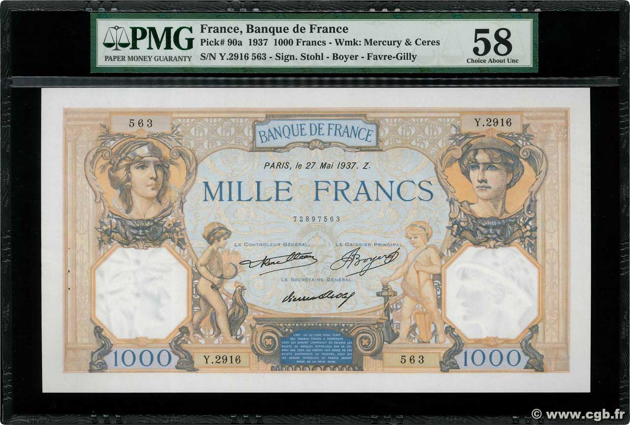 1000 Francs CÉRÈS ET MERCURE FRANCIA  1937 F.37.10 EBC+