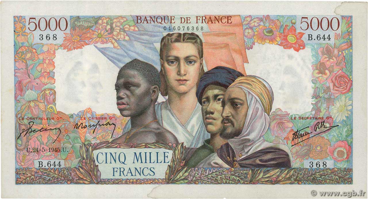 5000 Francs EMPIRE FRANÇAIS FRANCIA  1945 F.47.27 EBC