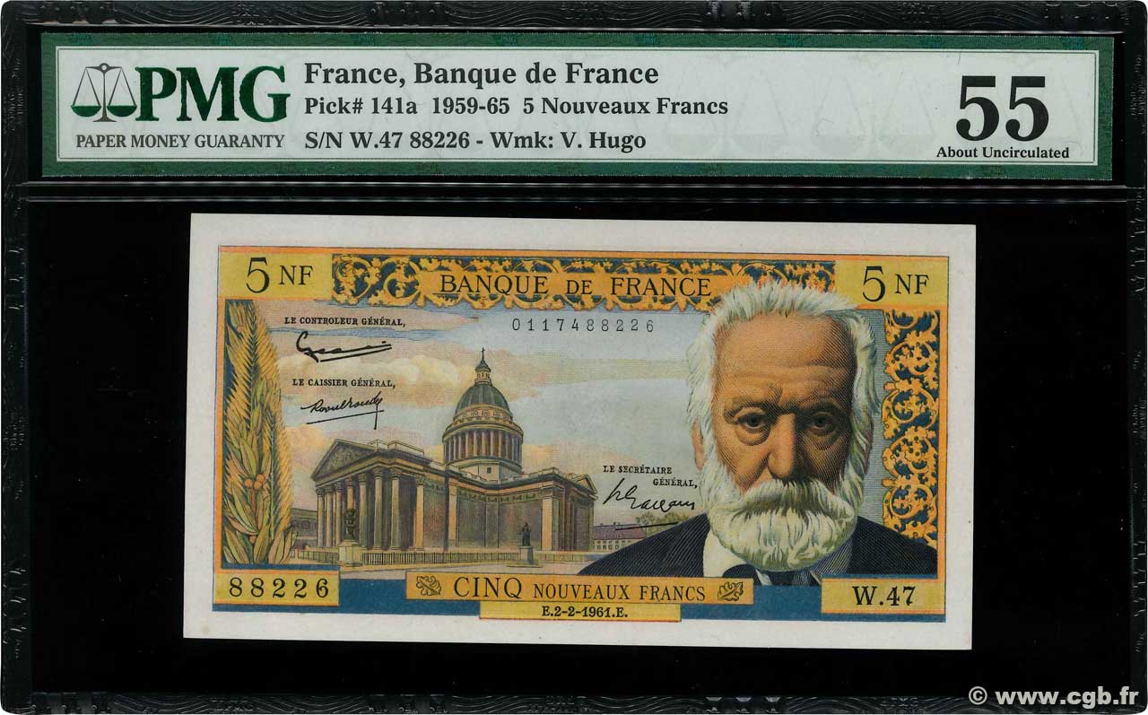 5 Nouveaux Francs VICTOR HUGO FRANKREICH  1961 F.56.06 fST