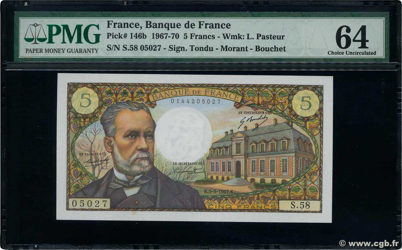 5 Francs PASTEUR FRANKREICH  1967 F.61.05 fST+