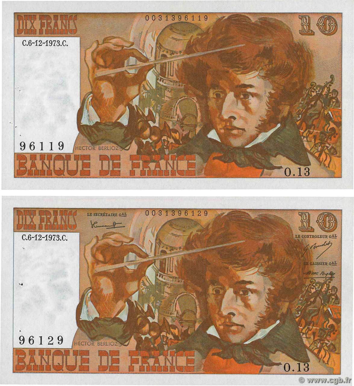 10 Francs BERLIOZ sans signatures Fauté FRANCE  1978 F.63bis.01 SUP+