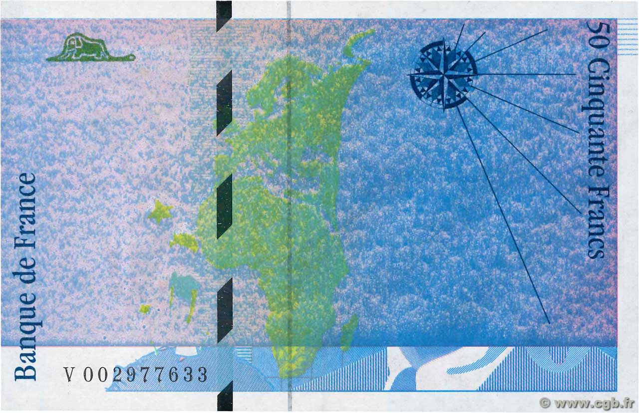 50 Francs SAINT-EXUPÉRY Fauté FRANCE  1992 F.72.01F UNC