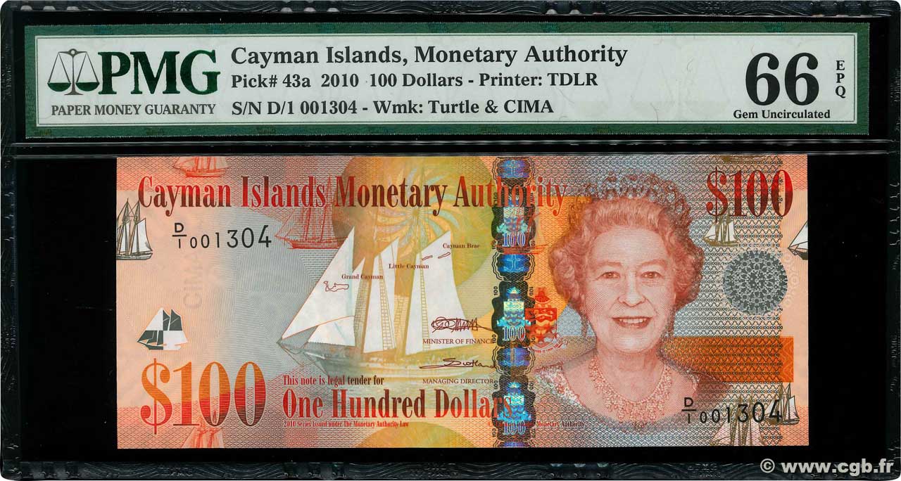 100 Dollars CAYMAN ISLANDS  2010 P.43a UNC