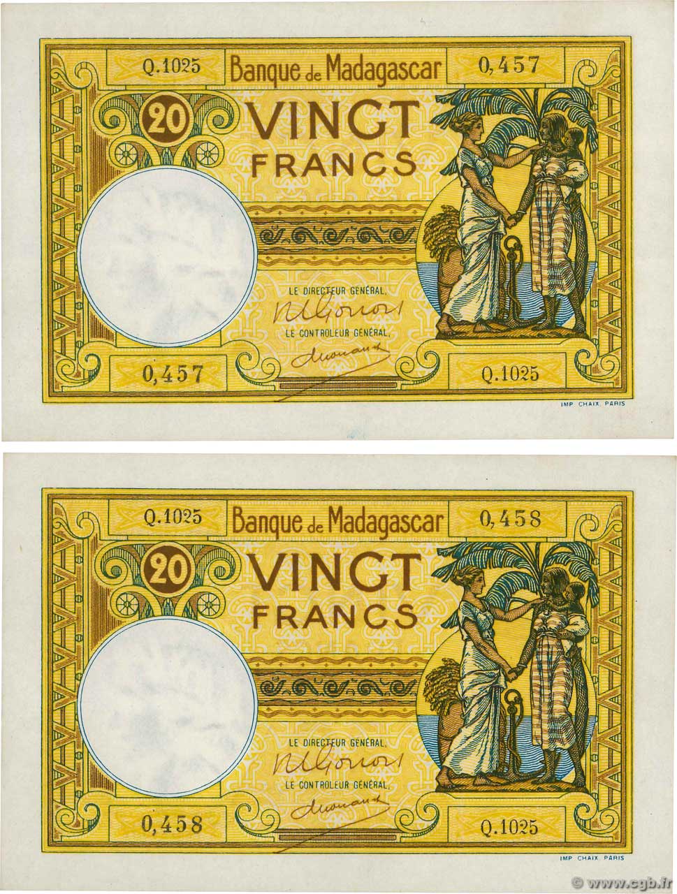 20 Francs Consécutifs MADAGASCAR  1948 P.037 pr.SPL
