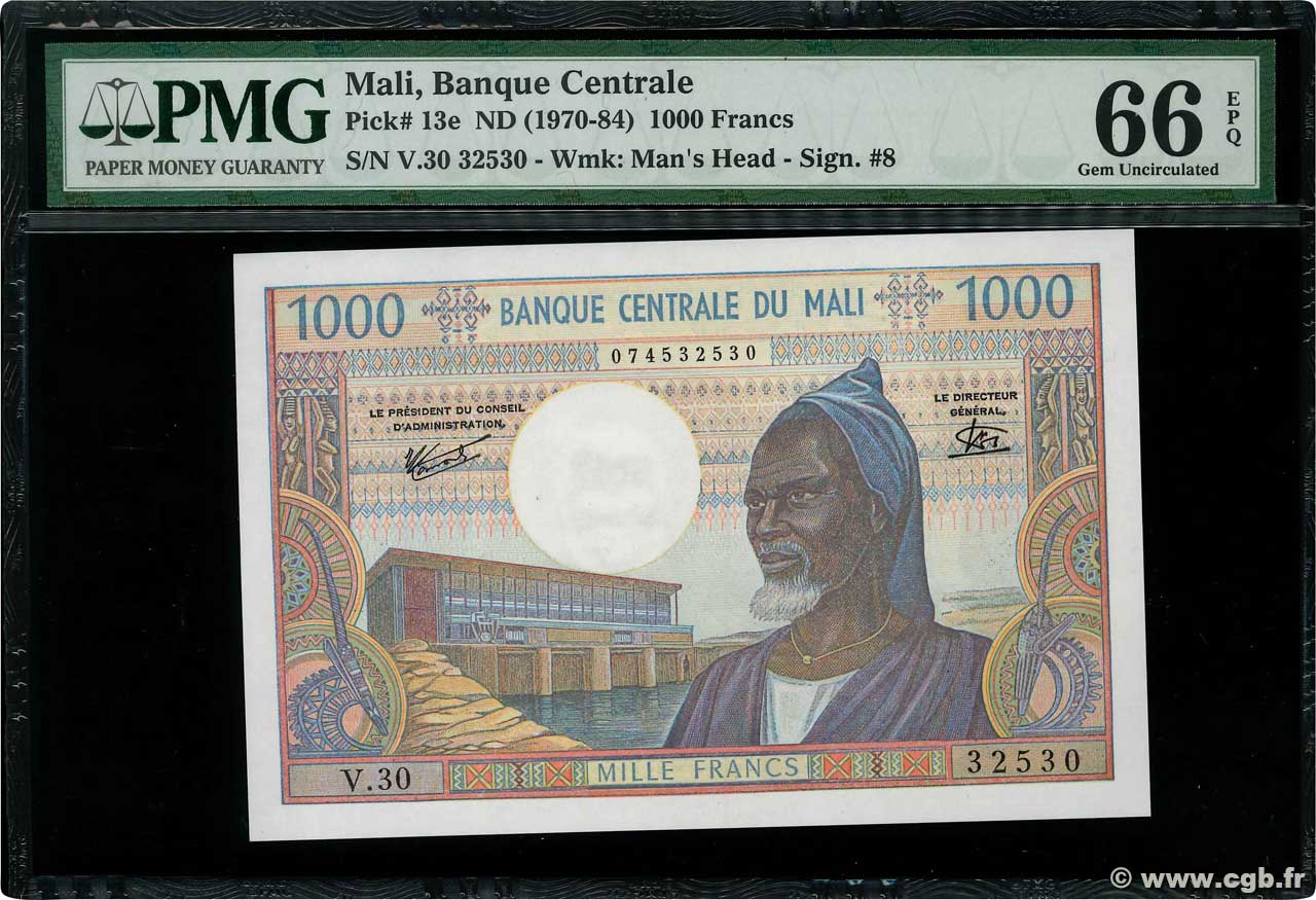 1000 Francs MALí  1970 P.13e SC+