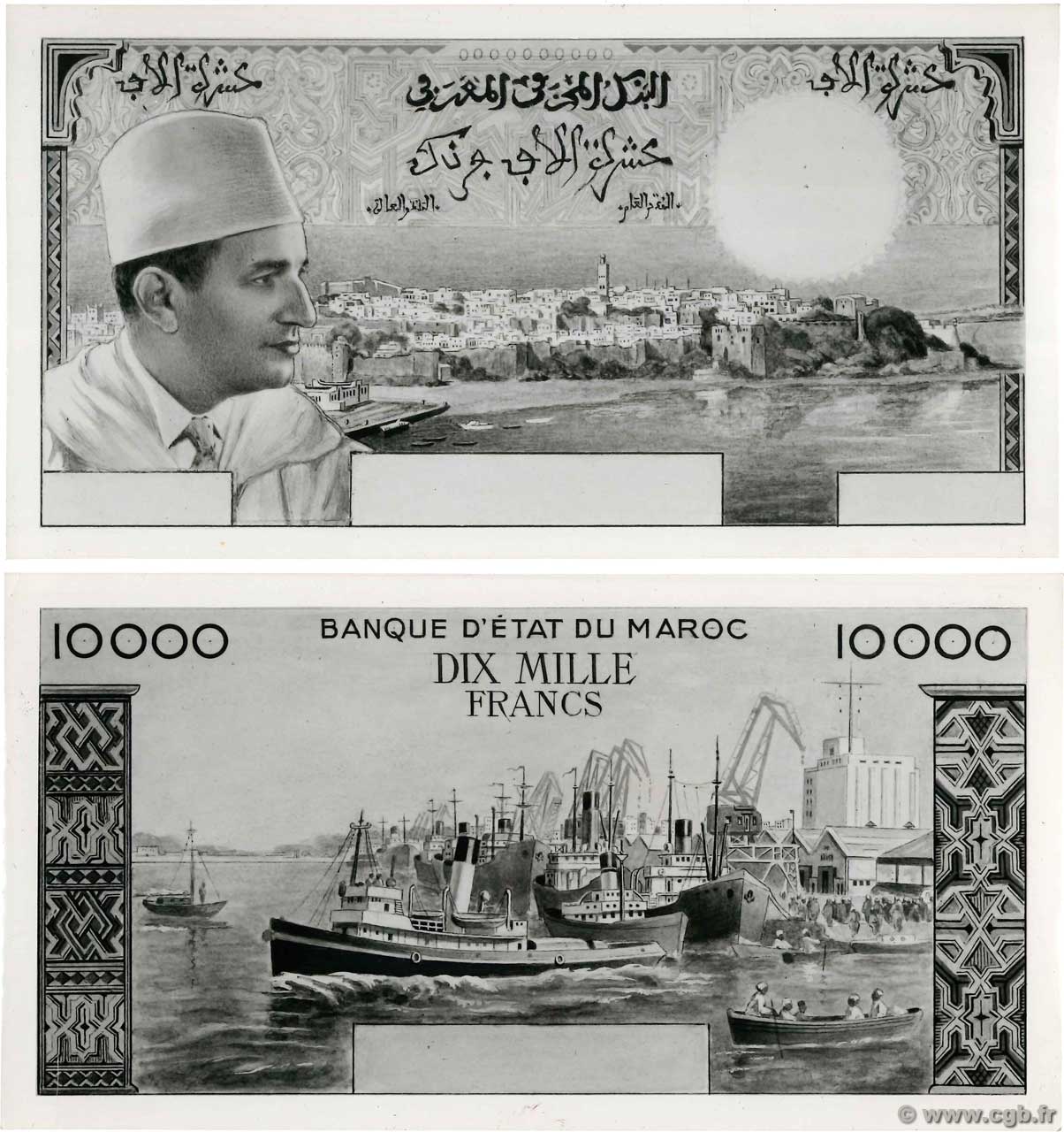 10000 Francs Photo MAROKKO  1950 P.- fST+