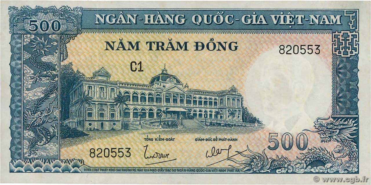 500 Dong SOUTH VIETNAM  1962 P.06Aa XF+