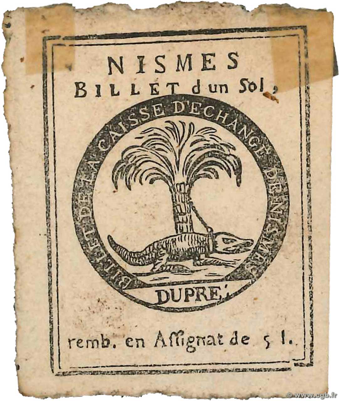 1 Sol FRANCE régionalisme et divers Nimes 1791 Kc.30.065 TTB